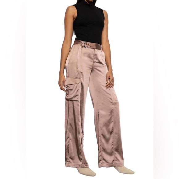 Sanctuary Pants - Sanctuary Women's Wide Leg Satin Pants in Rose Gold